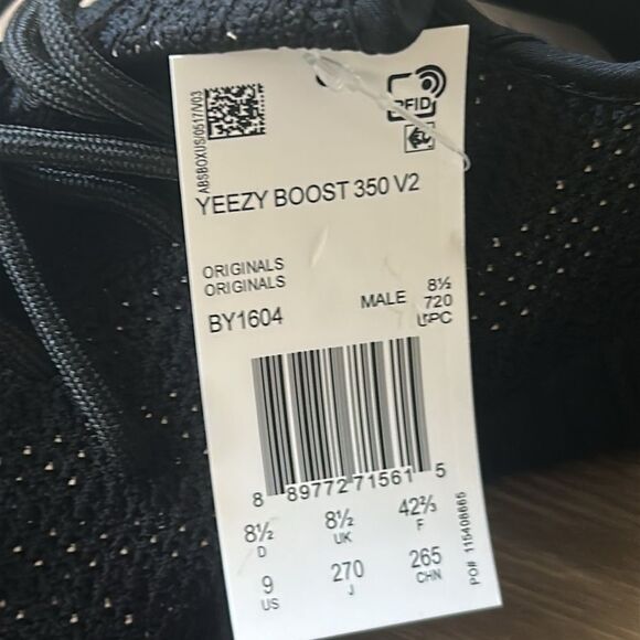 adidas Yeezy Boost 350 V2 Core Black White size 9 NWT in packaging - Picture 12 of 13